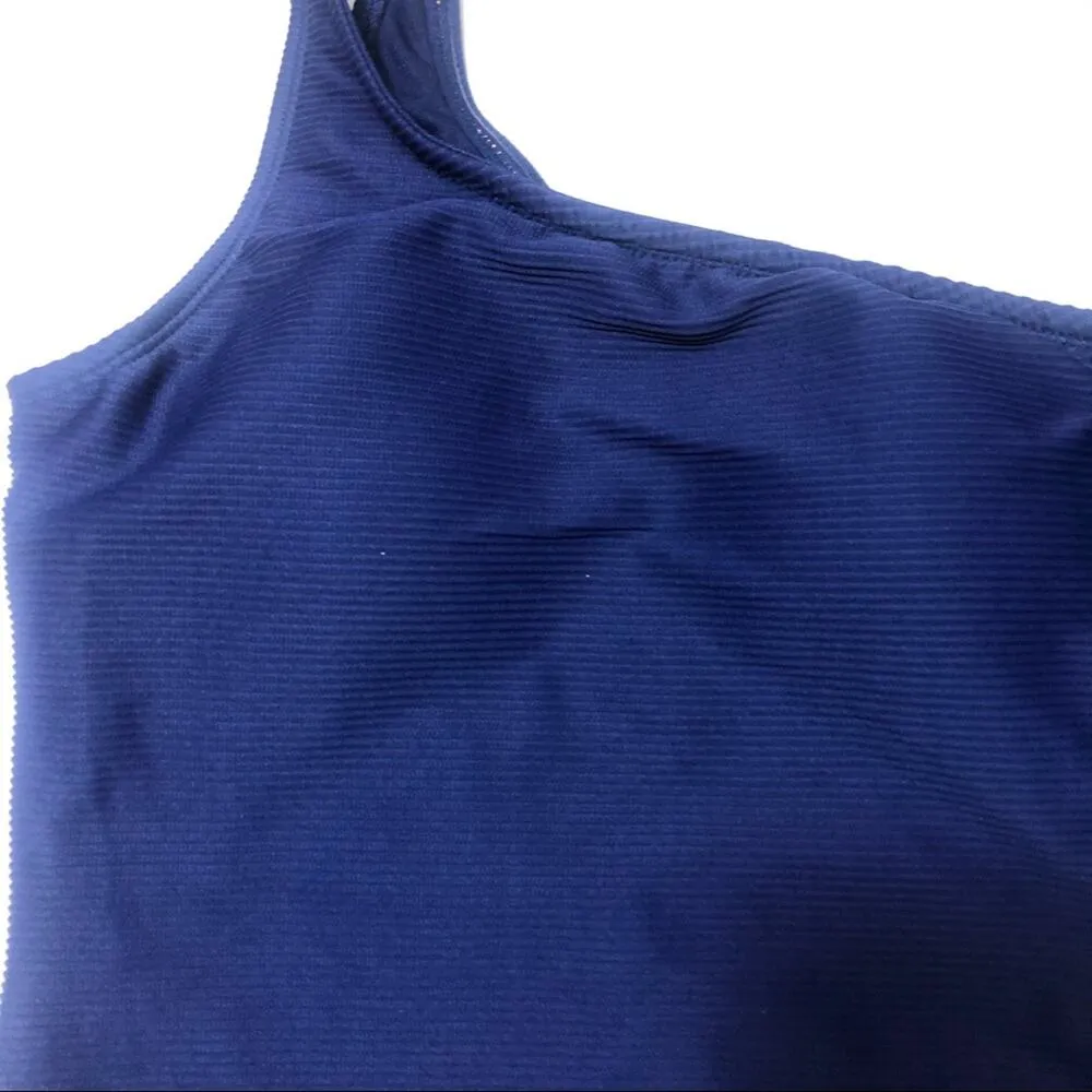 Rachel Roy One shoulder ribbed one piece swimsuit Blue - Image 8