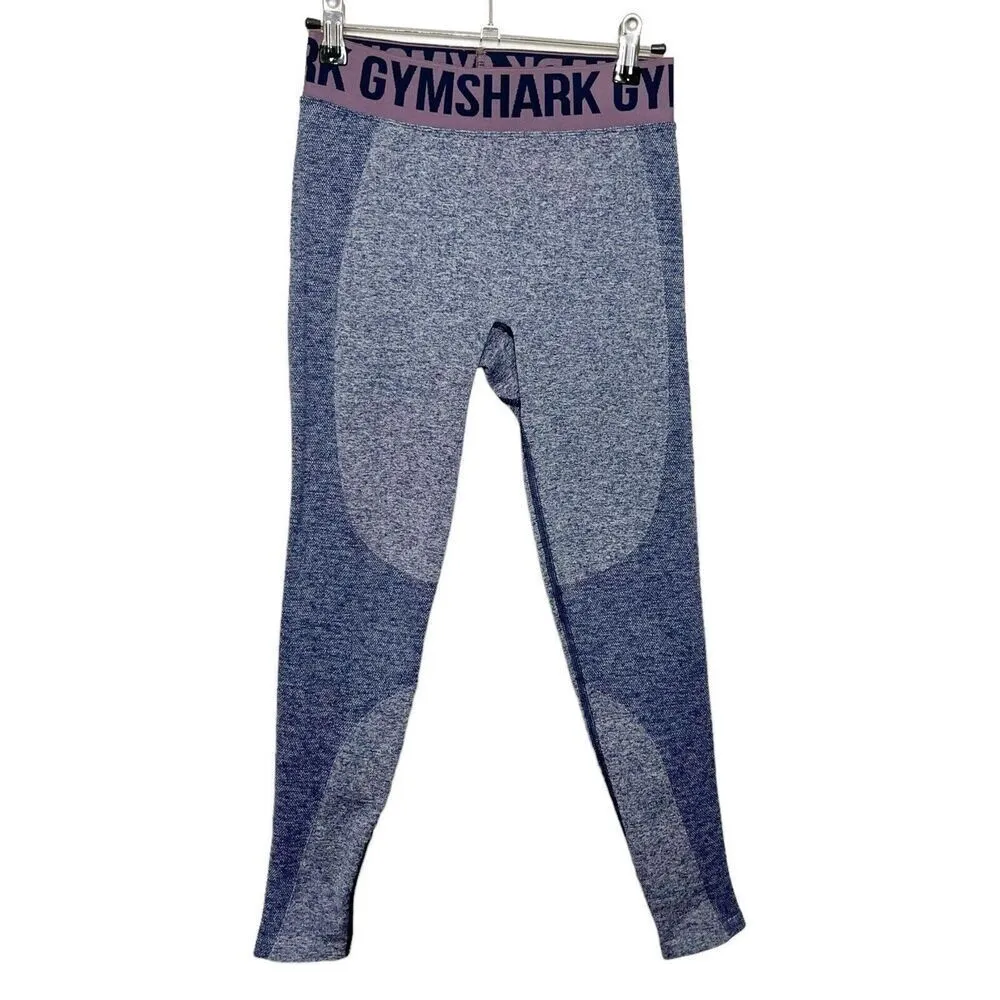 Gymshark Flex Seamless Leggings Navy Purple Marl Size Small Logo Waistband - Image 2