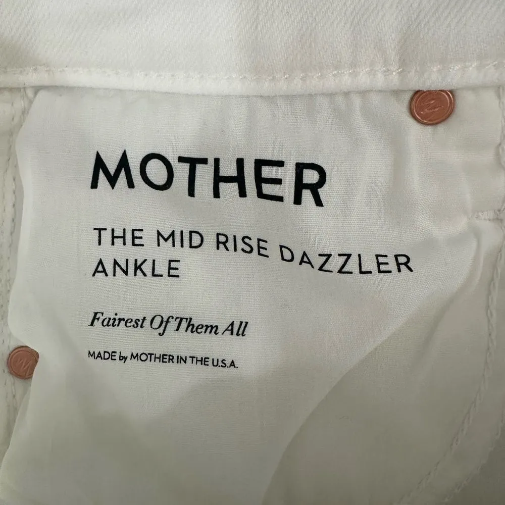 MOTHER Denim The Mid Rise Dazzler Ankle New! White Size 24 - Image 13