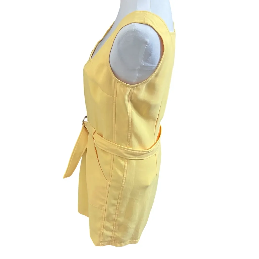 Amanda Uprichard Palmer Mini Dress Women’s Small Yellow Belted Square Neck - Image 5