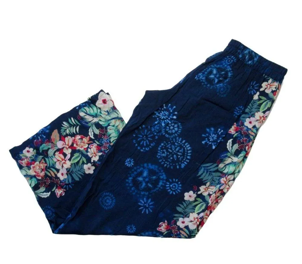 NWT Johnny Was Annia Pant in Blue Floral Lightweight Wrap Tie Wide Leg Pants XS - Image 3