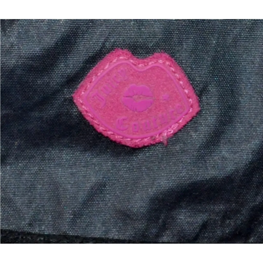 Juicy Couture Tote Bag Purse Black 100% PU Shell Rubber Pink Lips Kiss Emblem - Image 2
