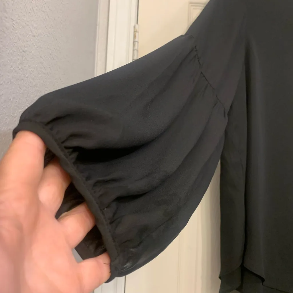 Valerie Stevens Black Sheer Long Sleeve Embellished Formal XL Blouse.       2194 - Image 2