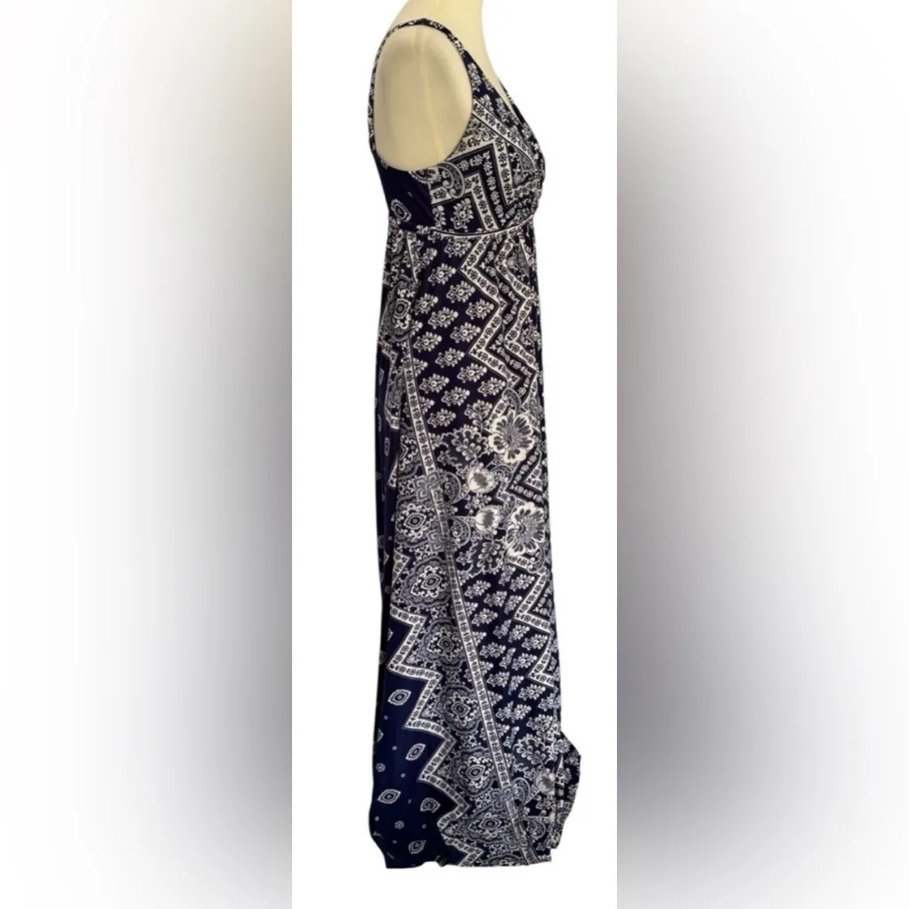Soma Easy Knit Border Print Maxi Dress – Navy/White Bandana Tile Size XS - Image 3
