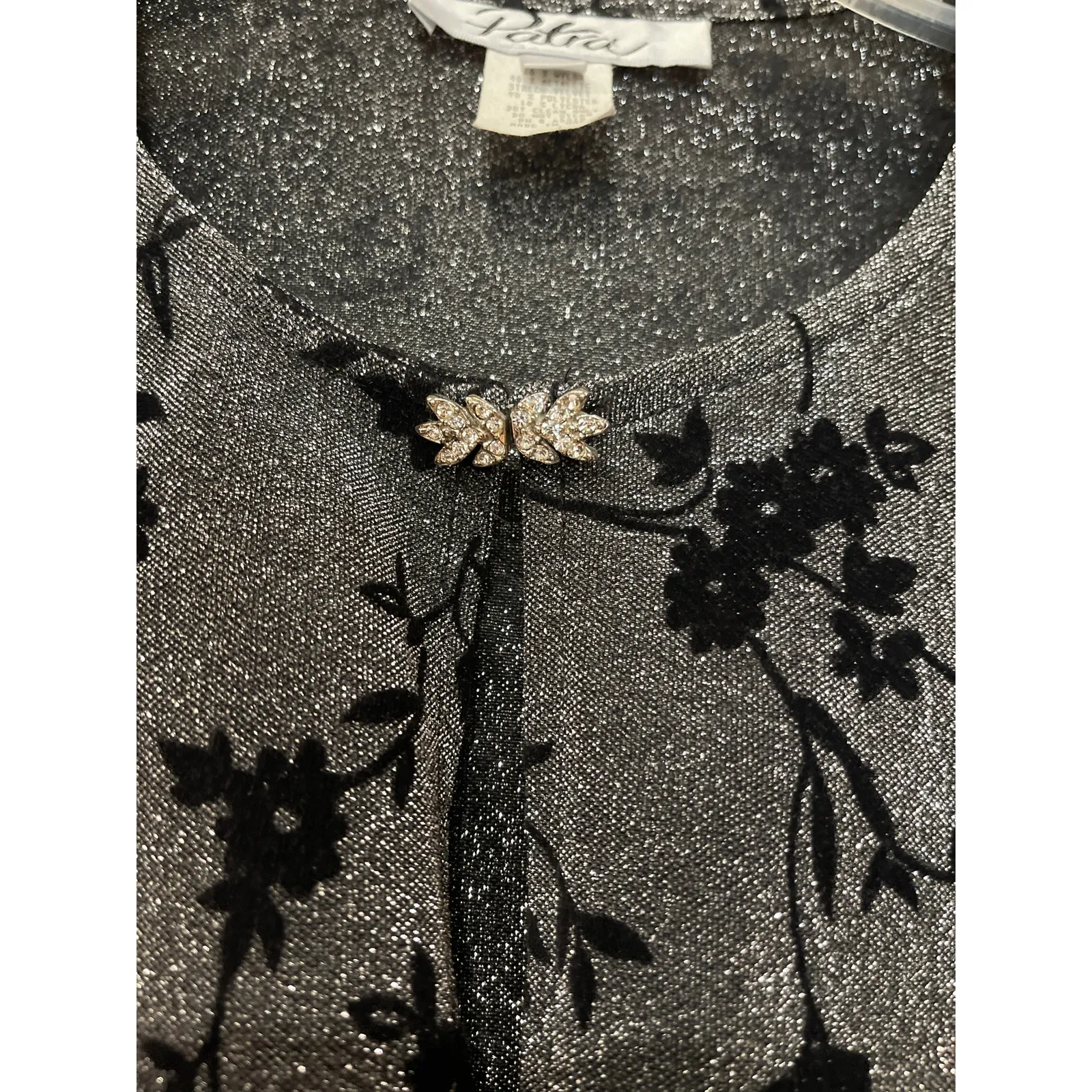 PATRA shimmer, velour floral print bolero crop style jacket 14 Black - Image 2