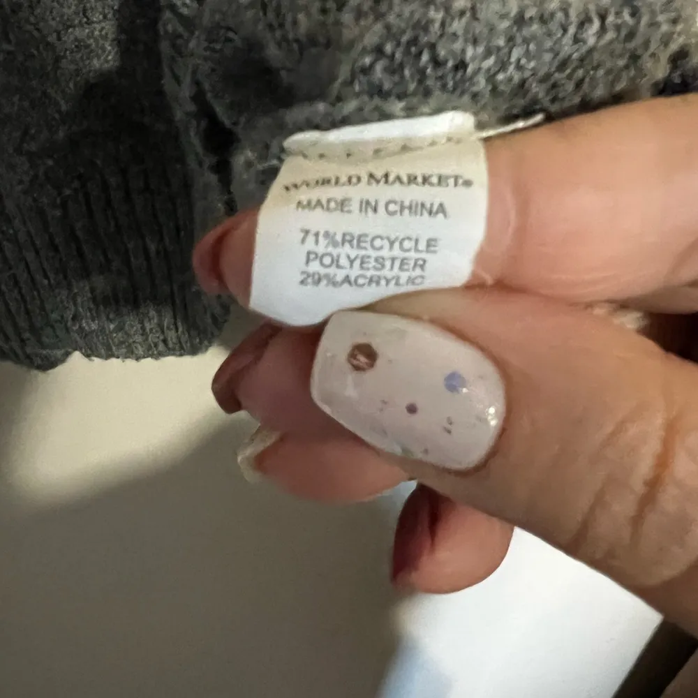 World Market Ribbed Knit Funnel Neck Boxy Sweater Gray Size undefined - Image 5