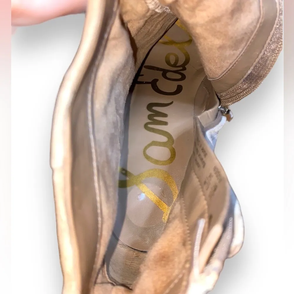 Sam Edelman Roden Women's Pointed Toe Camel Suede Ankle Slouch Booties - Image 6