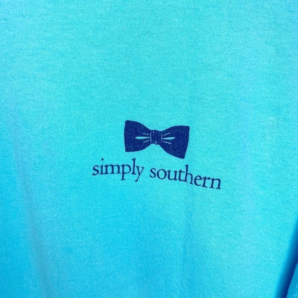 Simply Southern Collection Shirt Women's L Short Sleeve Light Blue Cotton - Image 3