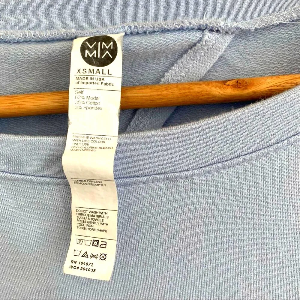 Vimmia Soothe Buttery Open Bow Tie Back Pullover Top Sweatshirt Light Blue XS - Image 10