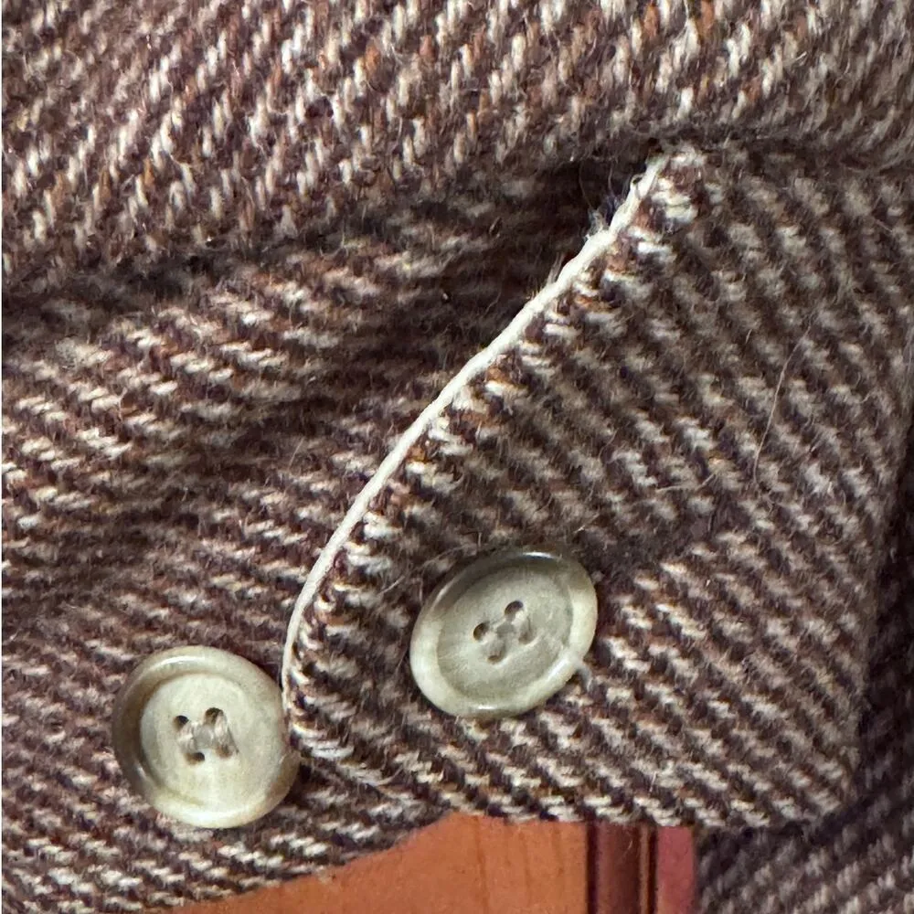 Vintage 80's 90's Woolrich Brown Tweed Wool Blend Full Zip Jacket M USA - Image 5