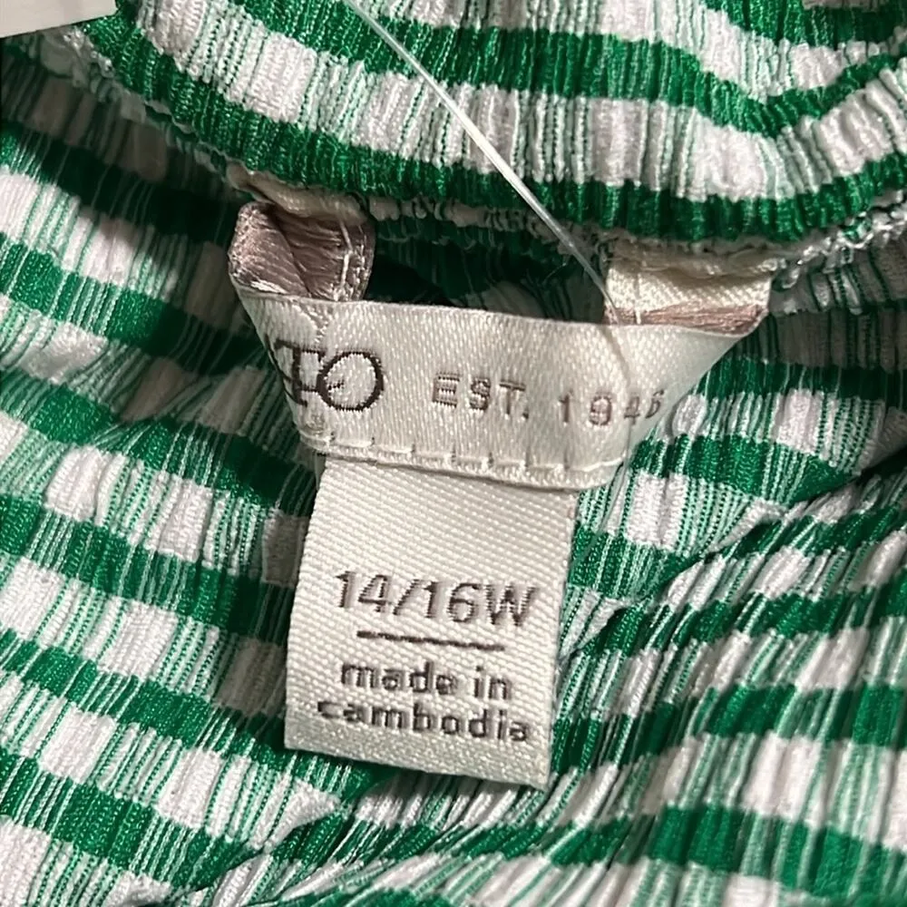 CATO plus size 14/16W Cape Town jelly bean blouse green and white checkered nwt - Image 3