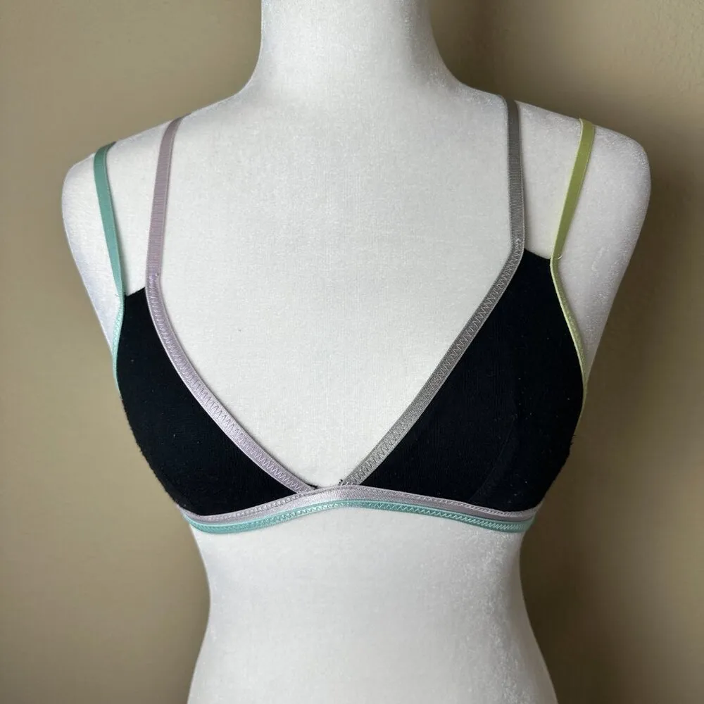 INTIMATELY FREE PEOPLE Black & Multi Colored Strappy Bra Bralette Top Size XS - Image 2