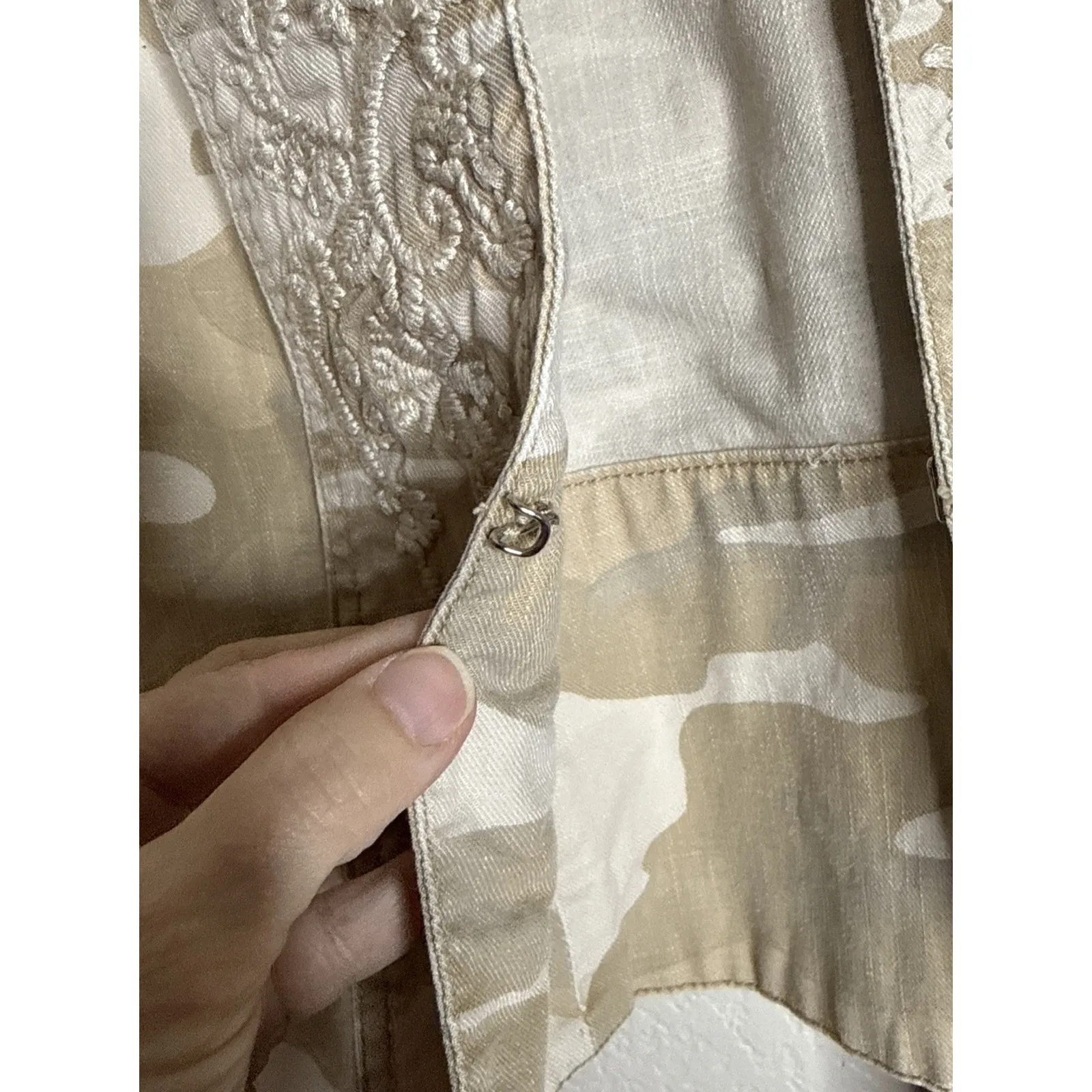 Venezia Womens 18/20 Khaki Camo Print Crop 3/4 Sleeve Jacket Embroidery Preppy - Image 3