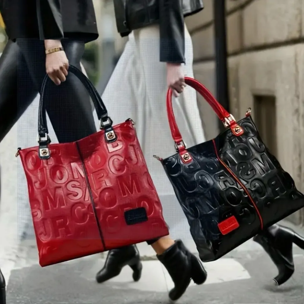 NWT AD Wo 'S Genuine Leather Shoulder Bag Red/Black Red - Image 9