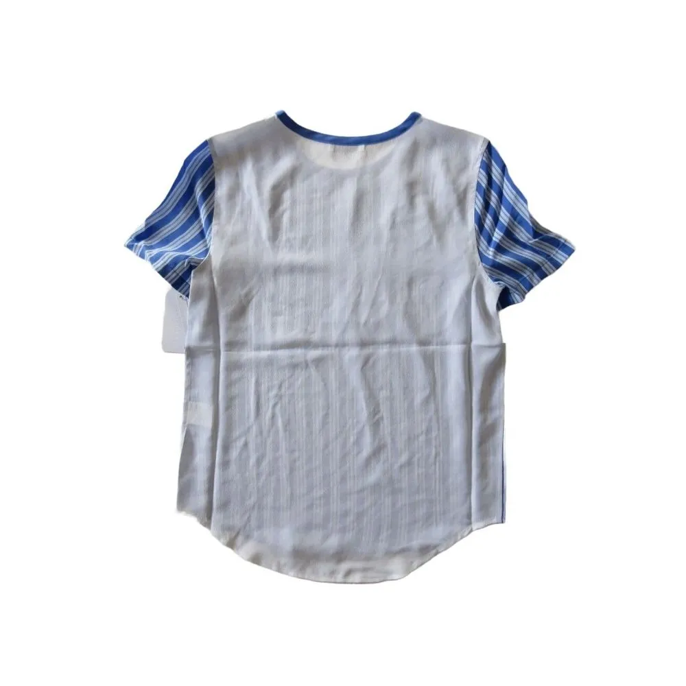 NWT Equipment Riley in Amp Blue Stripe White Contrast Back Relaxed Silk Shirt S - Image 2