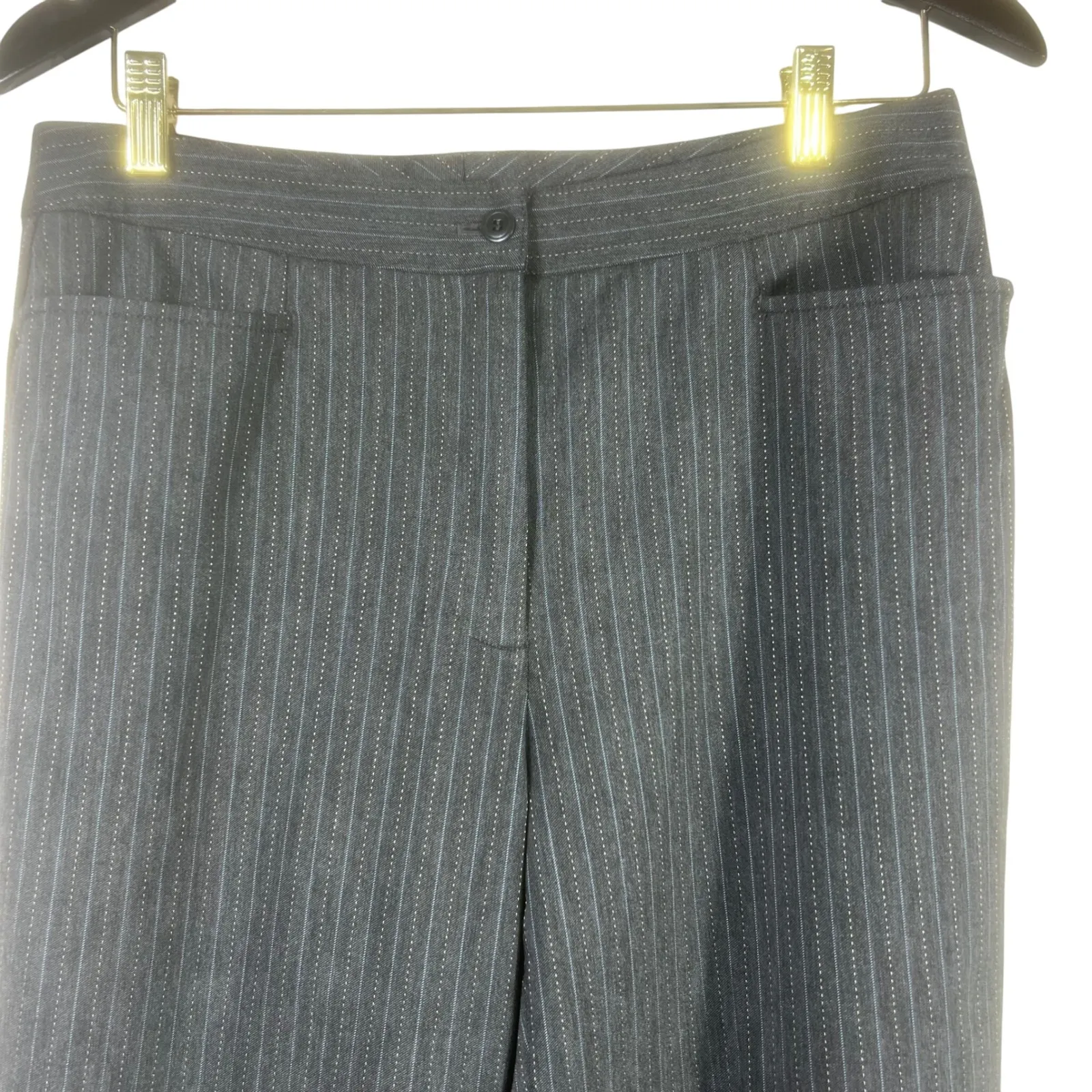 Etcetera‎ Women's Dress Pants Gray Pinstripe Size 8 Straight Leg Career Work - Image 2