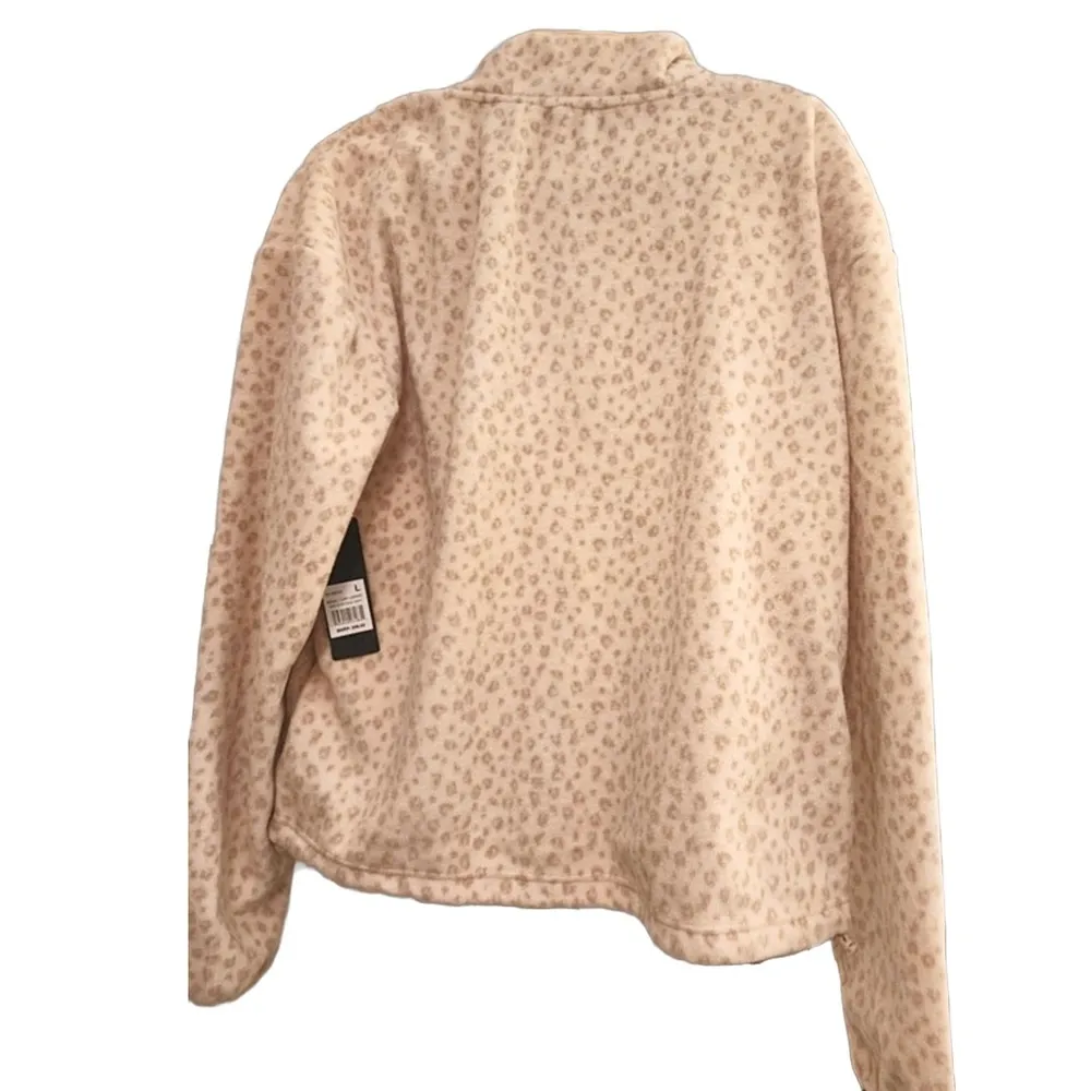 Bebe NWT Women's Polar Fleece Full Zip Jacket Ivory Leopard - Image 3