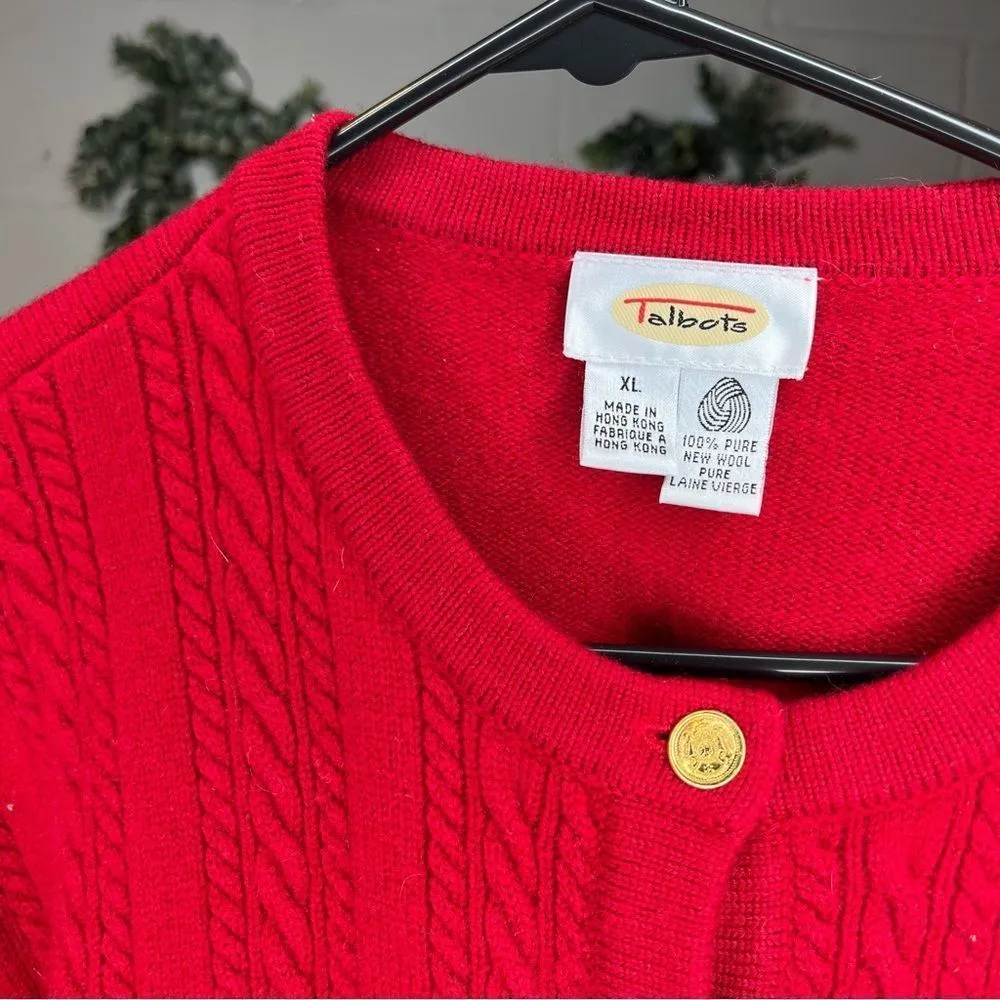 | women red wool button down sweater gold buttons - Image 3