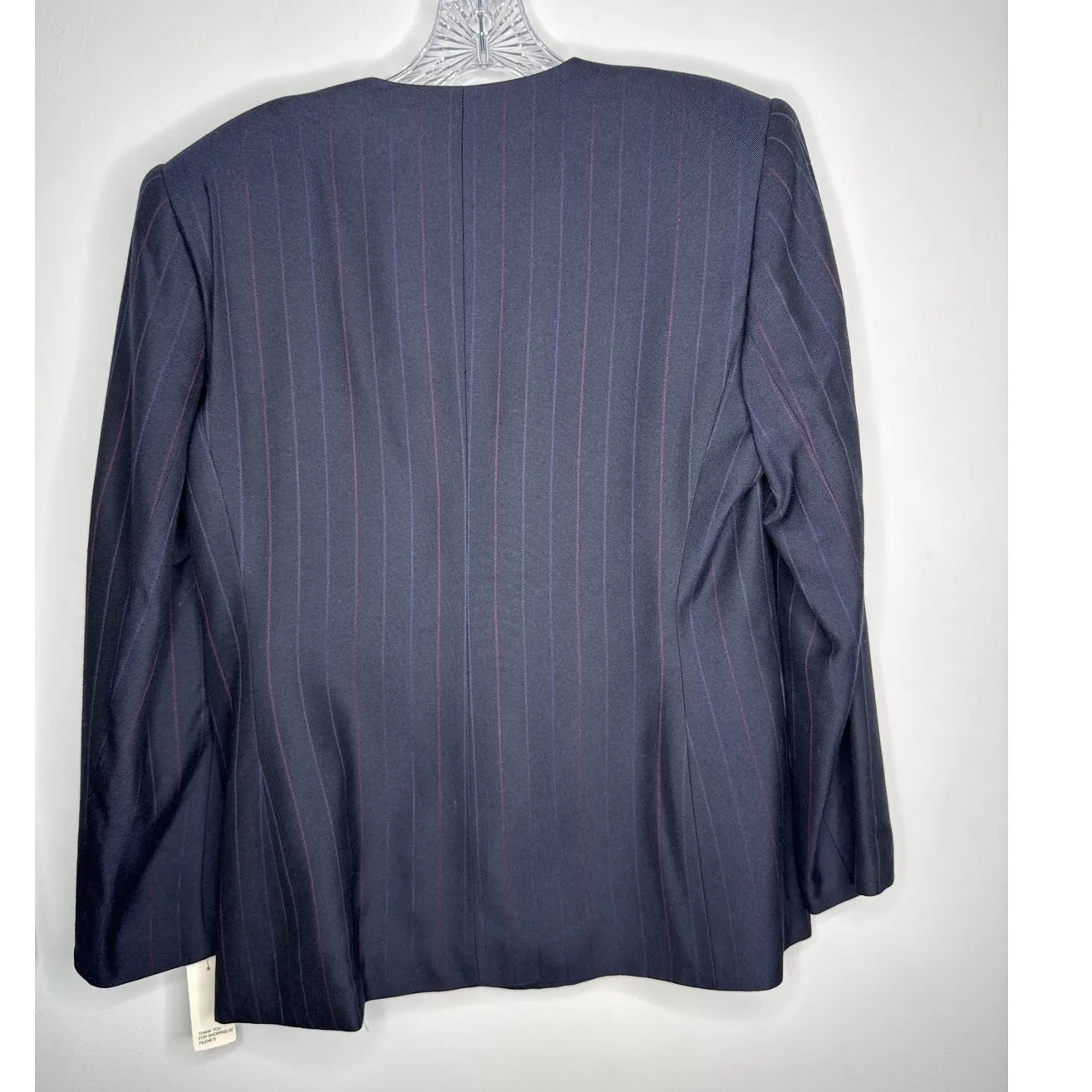 NWT 1980s Le Suit Petite navy pinstripe skirt suit tagged size 8 P modern 6-8 - Image 7