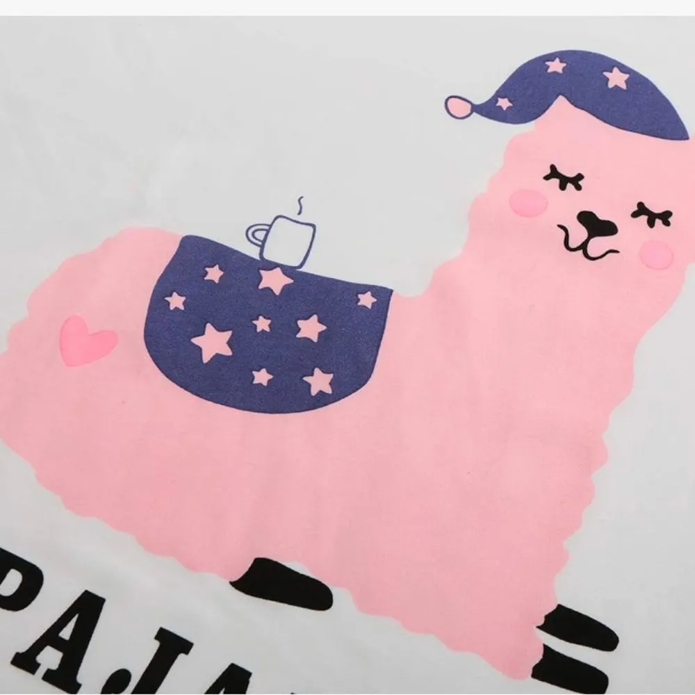 Women Short Sleeve Tee & Shorts Pajama Set Alpaca Llama Print SleepwearSmall Pink - Image 3