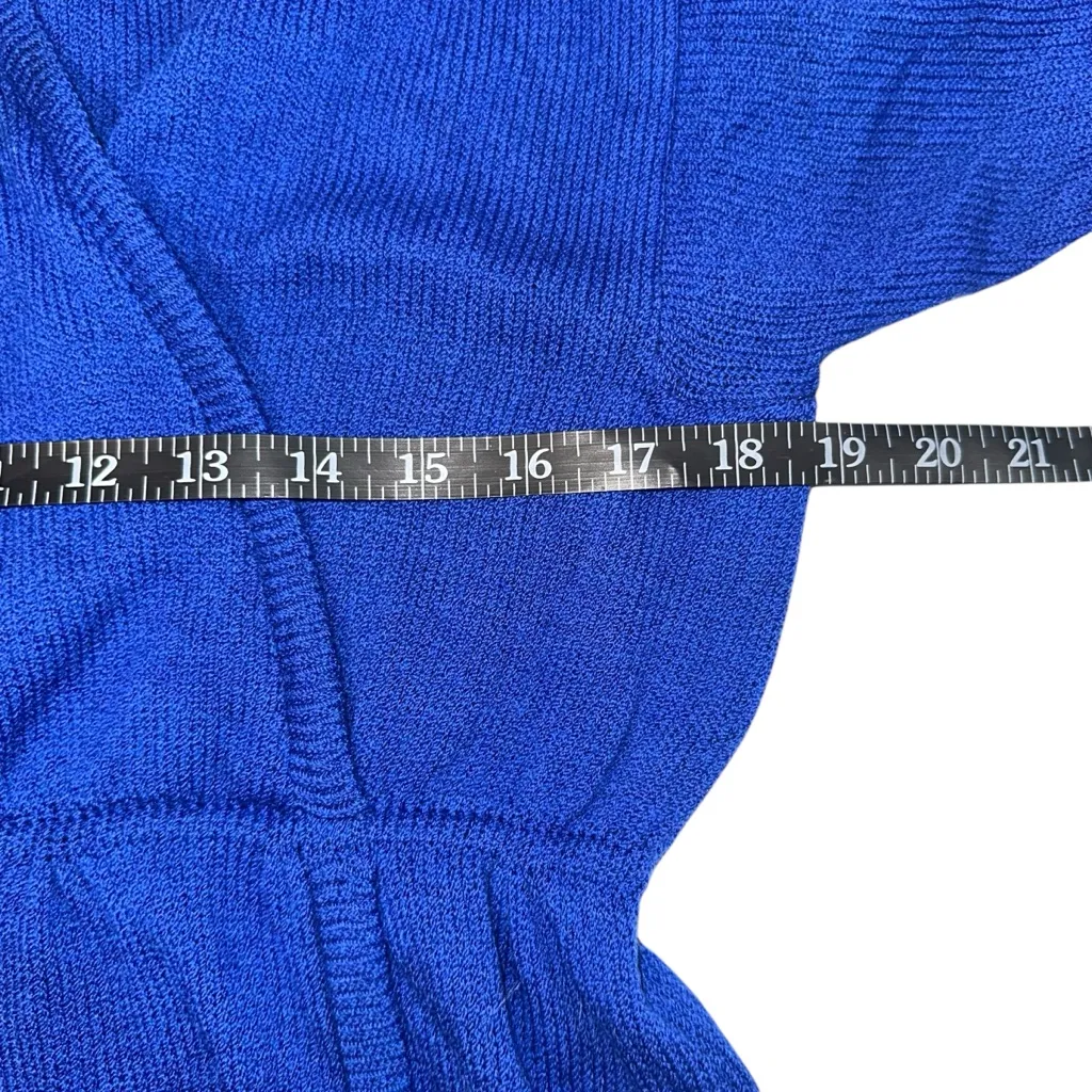 St. John Vintage Santana Knit Royal Blue Faux Wrap Dress - Image 5