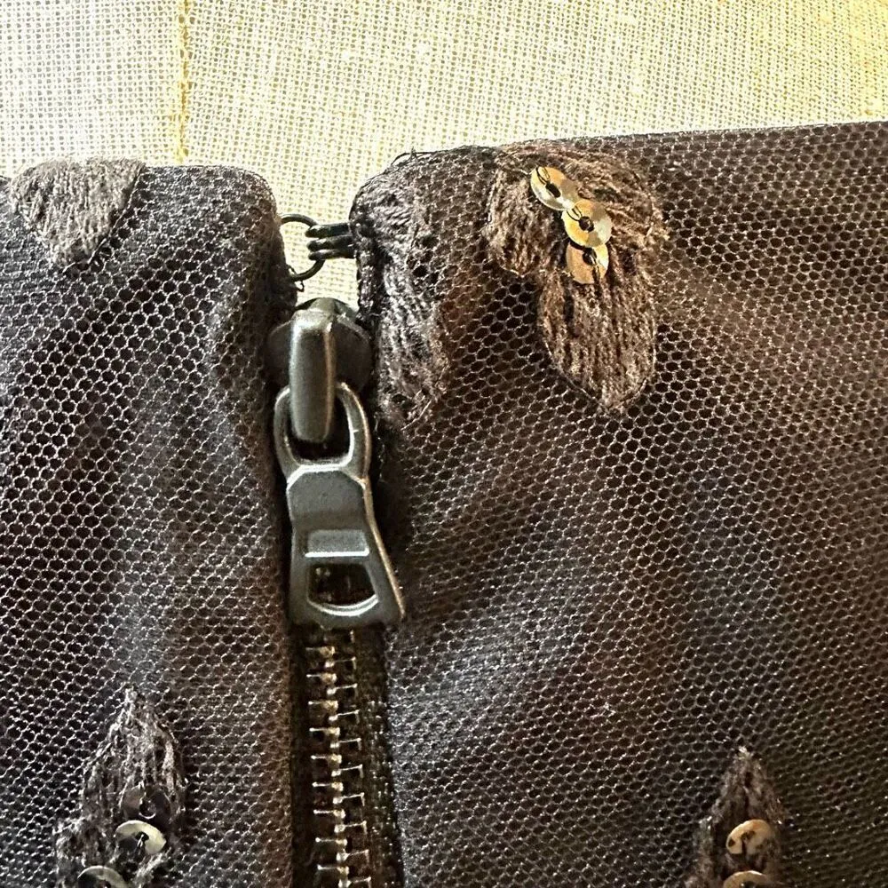 Alice and Olivia Ava sheer lace sleeve embroidered sequined top - Image 8