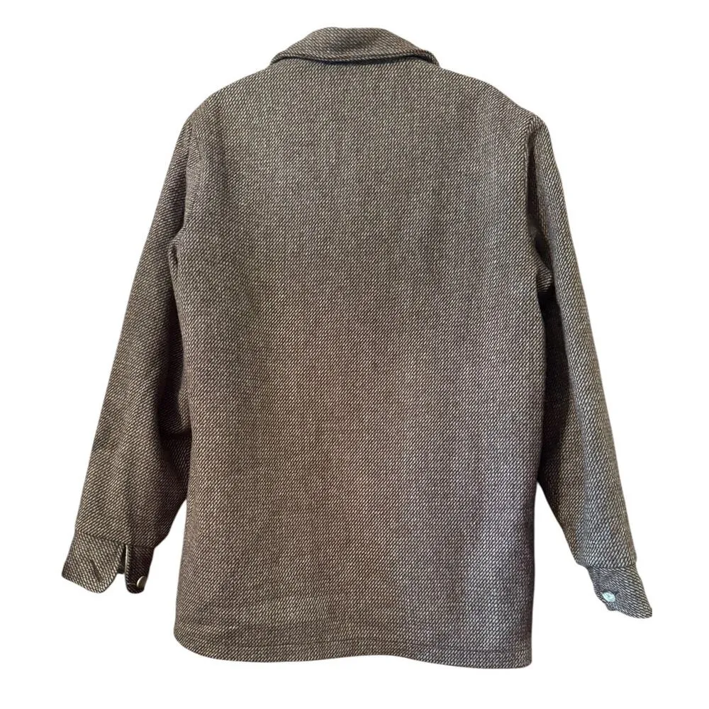 Vintage 80's 90's Woolrich Brown Tweed Wool Blend Full Zip Jacket M USA - Image 2