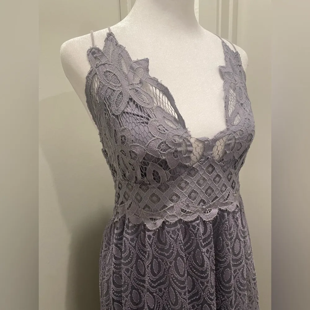 FP One Boho Purple Lace Adella Slip Dress With Two Tier Ruffle Skirt - Image 2