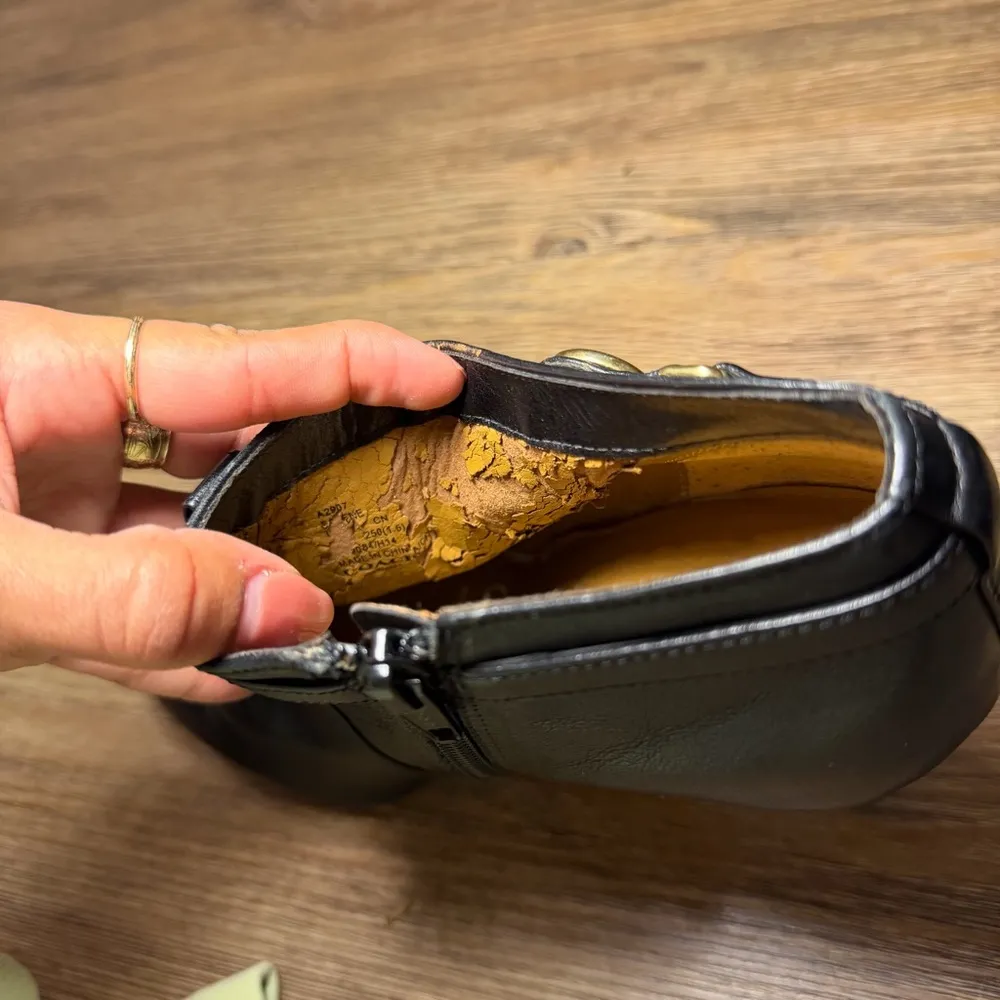 Coach Salene Cow Safari Black Leather Zip Up
Ankle Booties Size 10 Almond Toe - Image 13