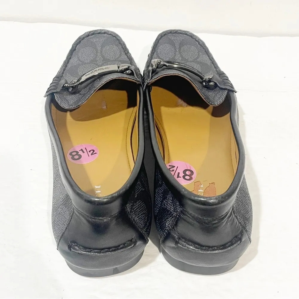 Coach Size 8.5 Signature Olive Black & Grey Jacquard Loafers - Image 4