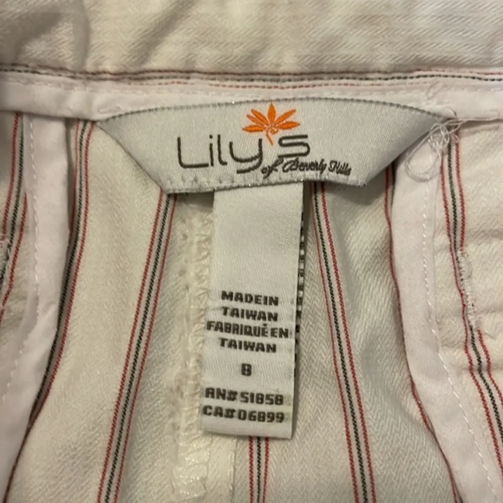 Lily’s of Beverly Hills White with Red & Blue Stripe Bermuda Athleisure Shorts - Image 5