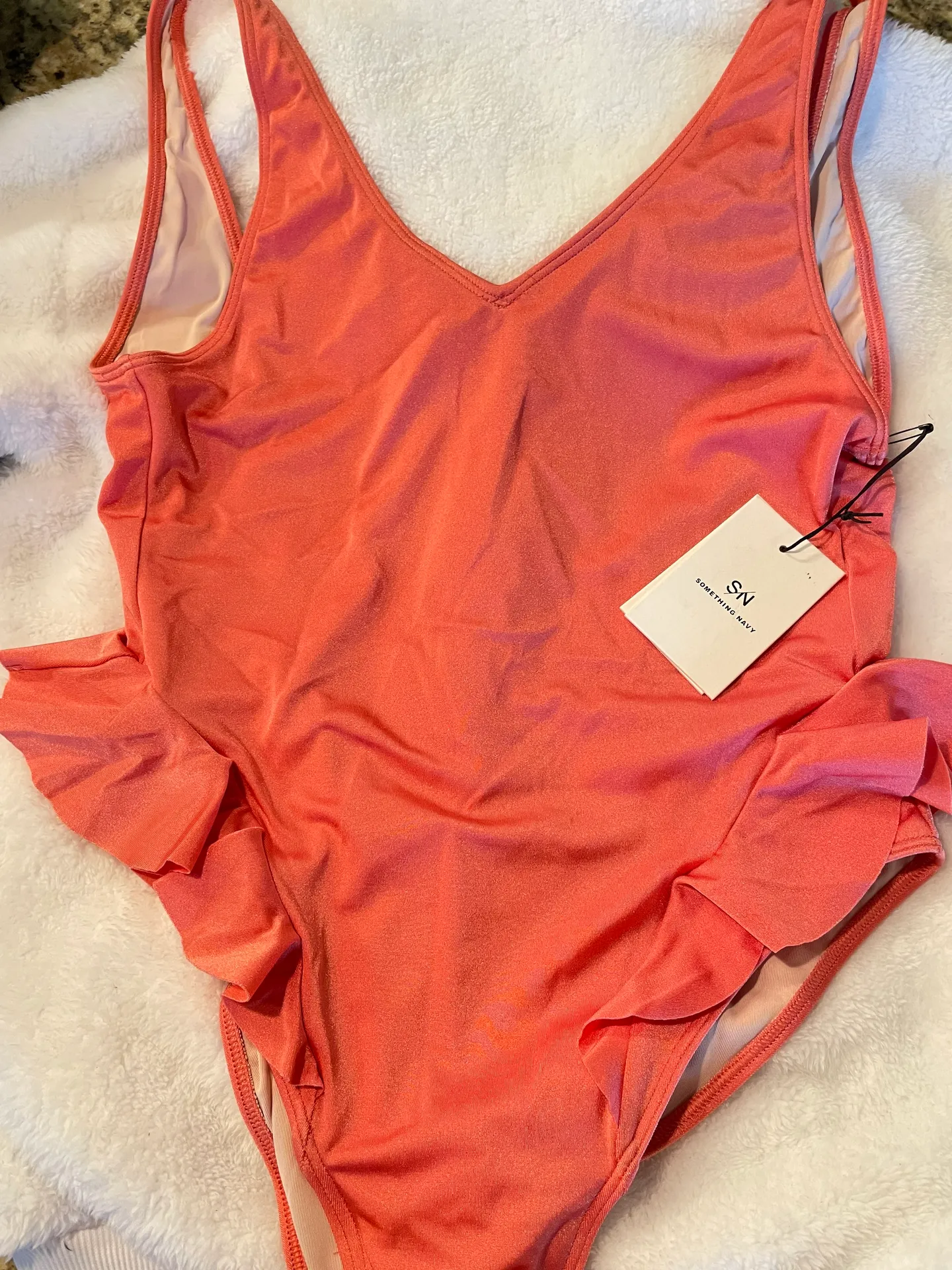 NWT Coral One Piece Open Back Ruffle Bathing Suit - Image 6
