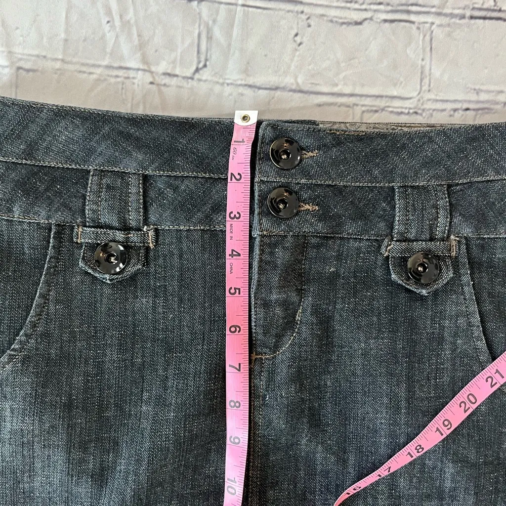 Boom Boom Jeans Grey Mini Denim Skirt Jean Dark Wash Low Rise Women’s M Preppy - Image 12