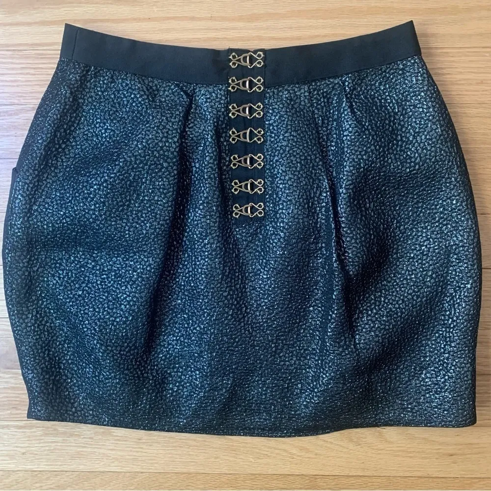 Leifsdottir Anthropologie Metallic Tulip Mini Skirt Size 6 - Image 5