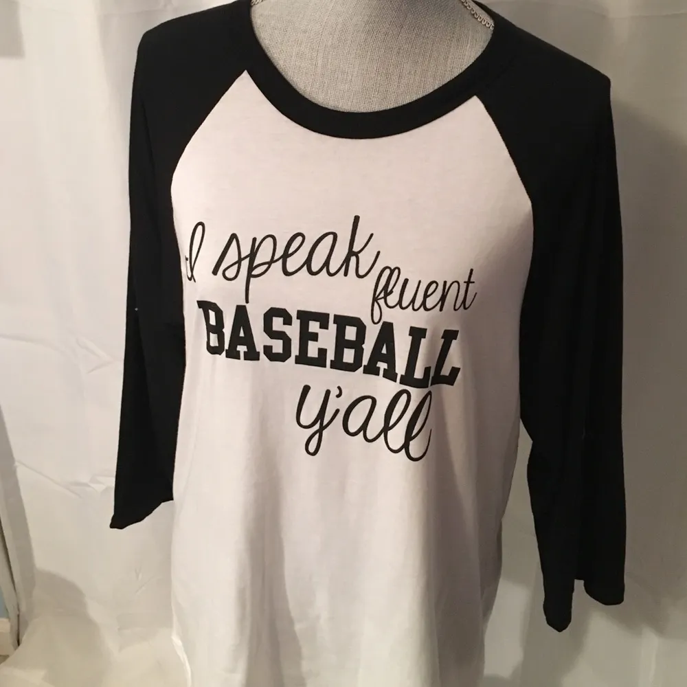 I speak fluent baseball y'all raglan top Size L - Image 2