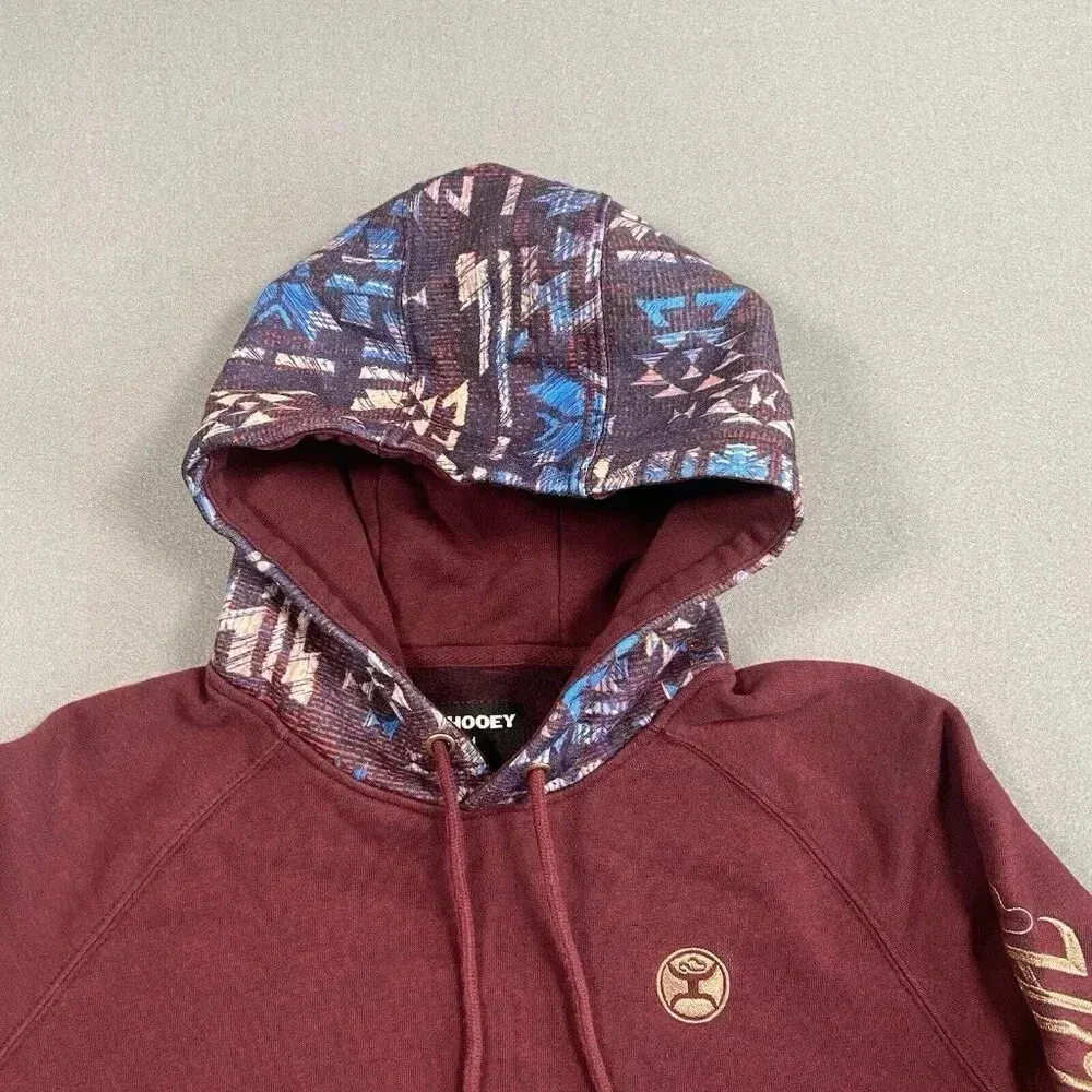 Hooey Veracruz Maroon with‎ Aztec Pocket Hoodie Women's Size M Medium Western Red - Image 6