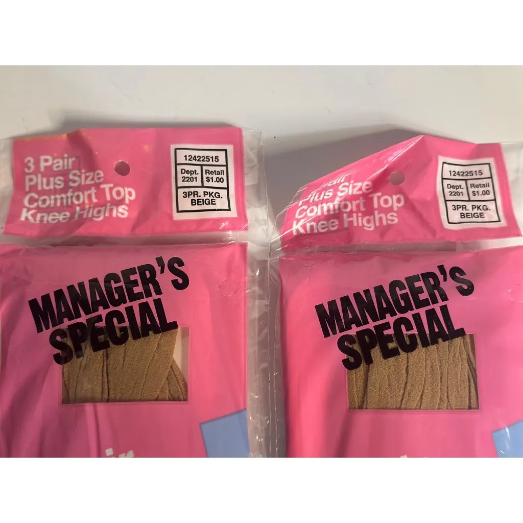 VTG Plus Size Knee Highs – 3 Pairs Comfort Top Hosiery (Fits Sizes 10–13) Manage Tan - Image 5
