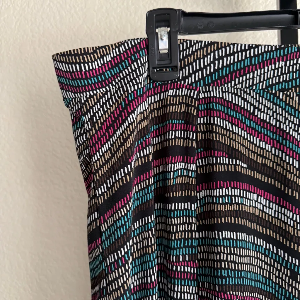 Midi Skirt Plus Size Chevron XL 16/18 Stretch Multicolor Boho Retro Casual Comfy Black - Image 2