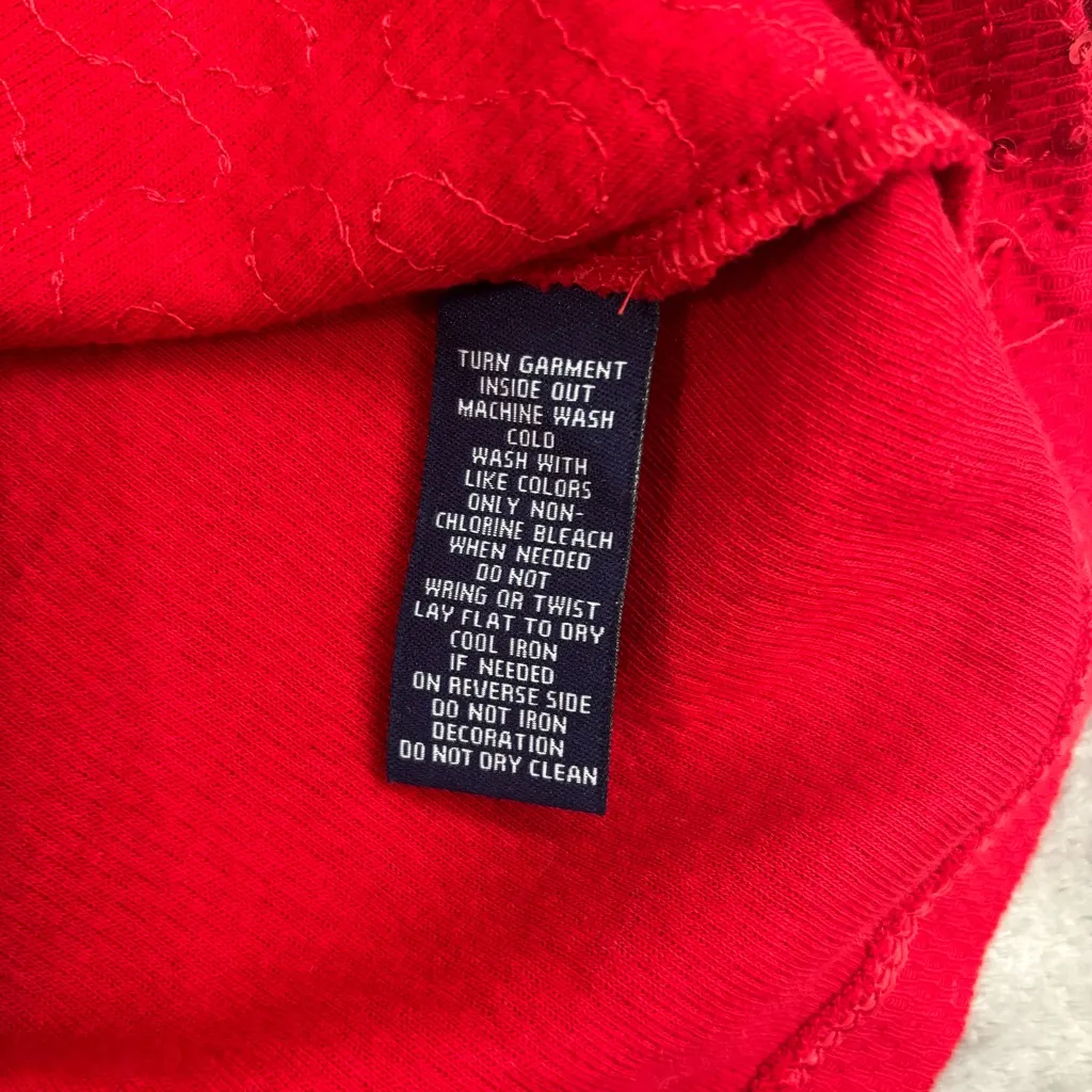 Chaps Raglan Thermal Top XL Red Sequined Classic Holiday Christmas Pullover - Image 8