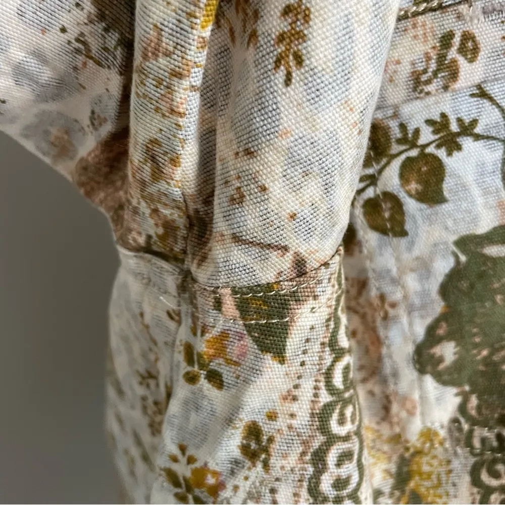 Anthropologie Pilcro Jacket Shacket Fielder Lightweight Asian Floral Olive Green - Image 5