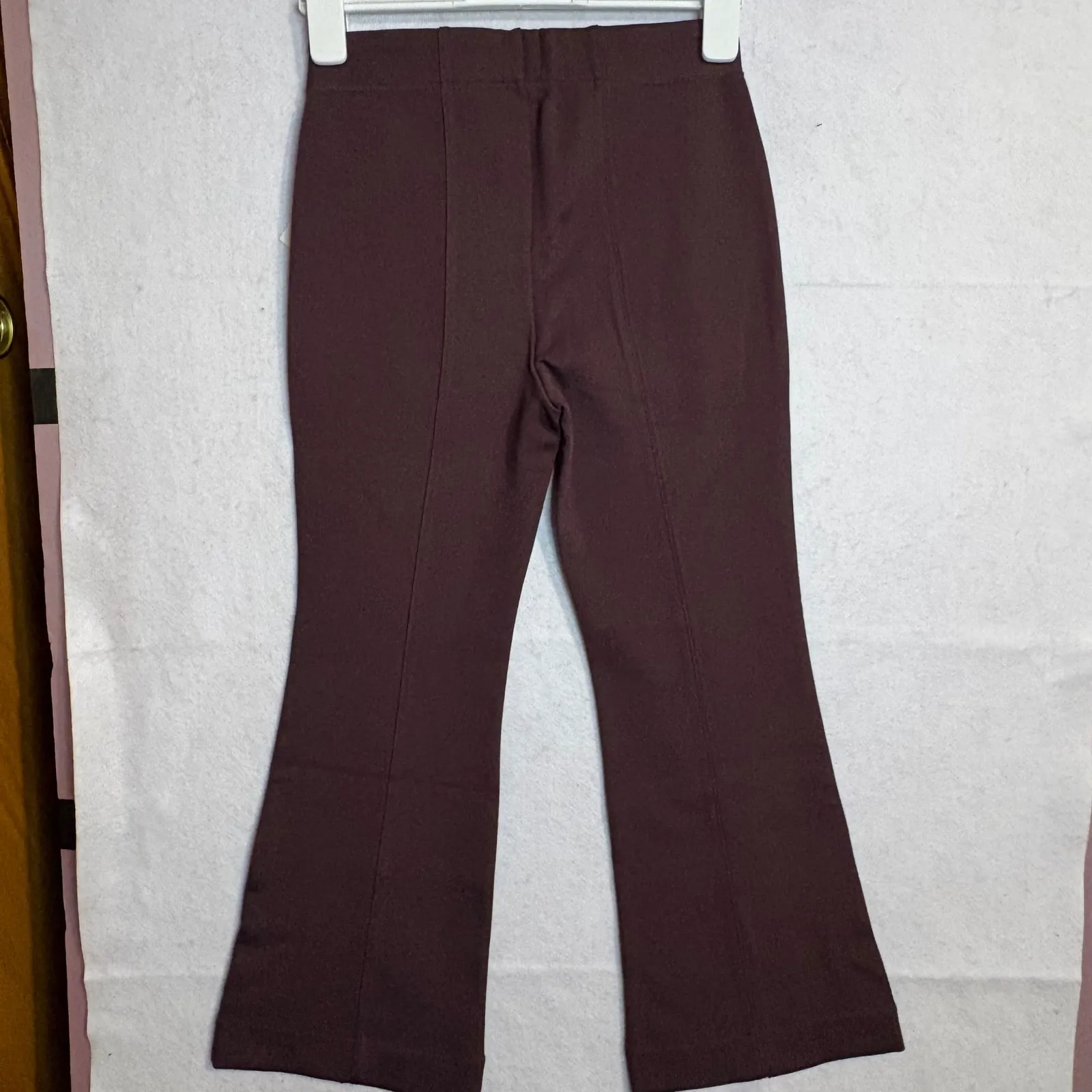 Maeve Anthropologie Brown Margot kick Flare cropped textured Pants XS Career - Image 8