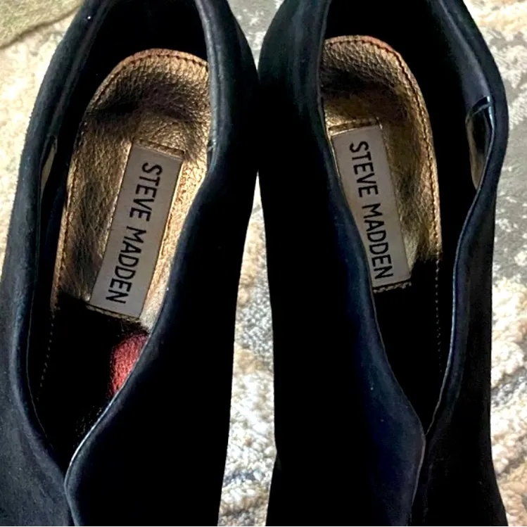 Steve Madden Black Suede Platform High Heel Ankle Boots - Image 8