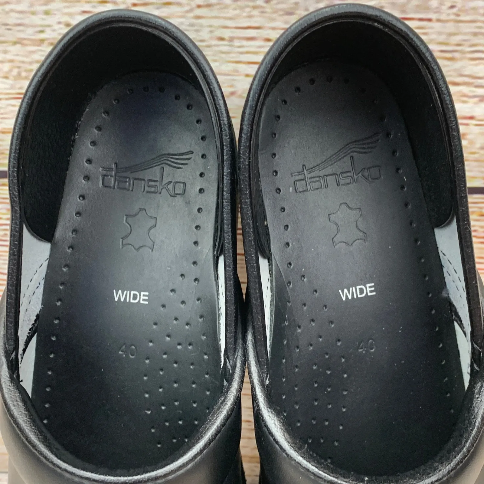 Dansko Women's Wide Black Leather Clogs‎ [Size 40 9.5 US] Comfort Slip On Shoes - Image 7