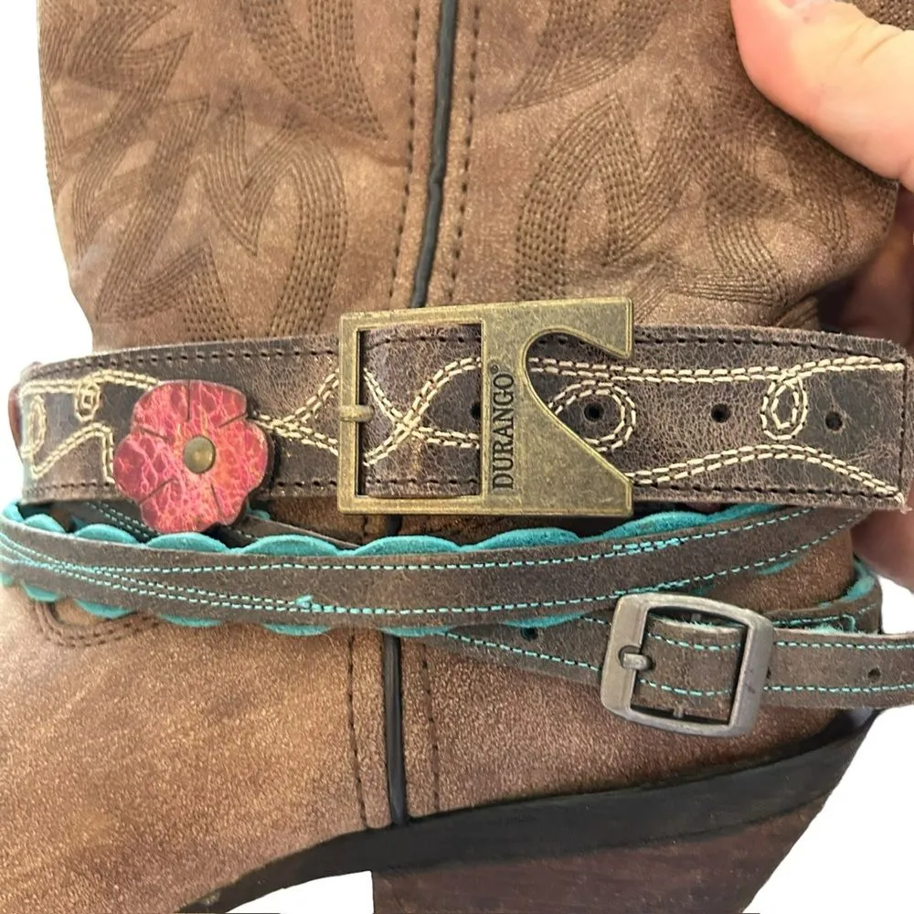 Durango Women’s 10 Accessorized Western‎ Cowgirl Boots Brown Bling Nashville New - Image 4