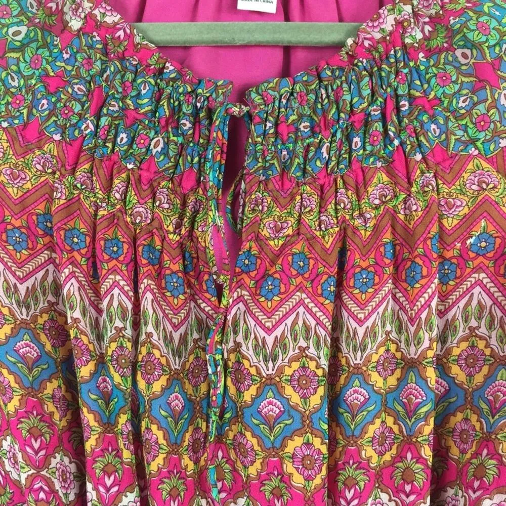 Diane Von Furstenberg Parry 100% Silk Mini Dress Size 0 Red Chevron Boho Print - Image 9