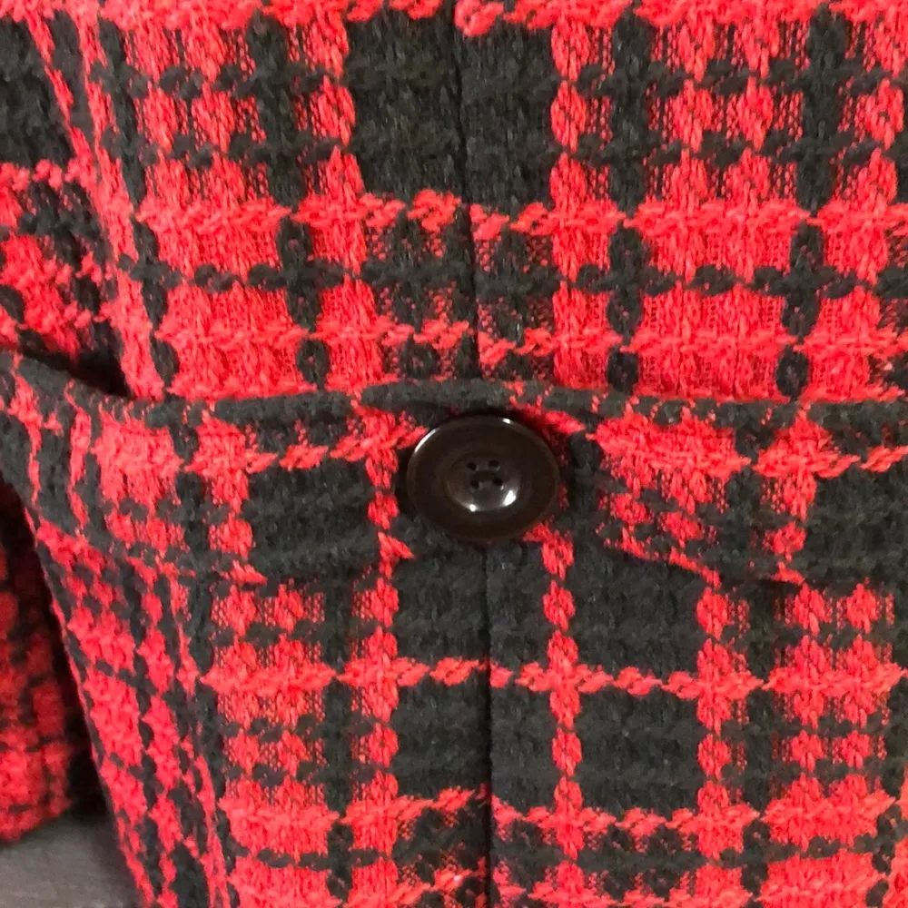 OLEG CASSINI Red and Black 3 button Coat Size S - Image 5