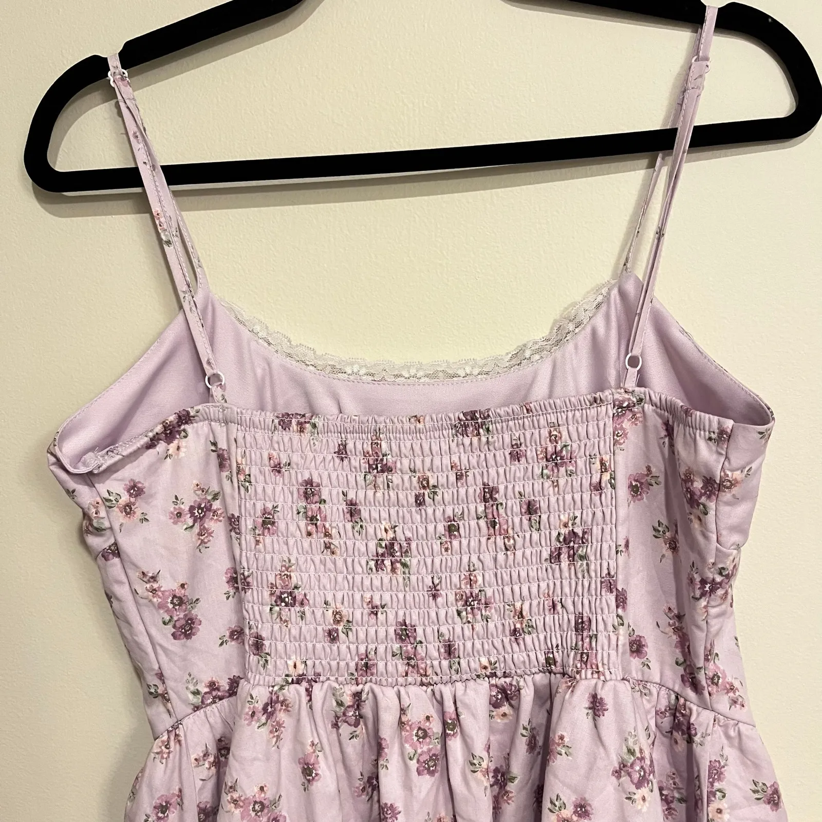 Aeropostale Dress Purple Floral Milkmaid Coquette Cottagecore Prairie Lace Large - Image 6