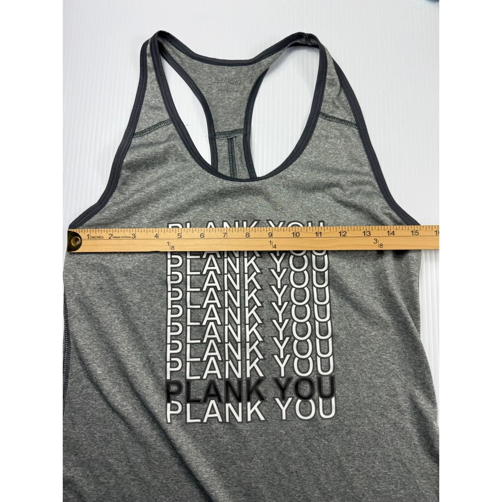BCG Gray Racerback Tank Top‎ Athletic Workout Fitness Plank You S - Image 3
