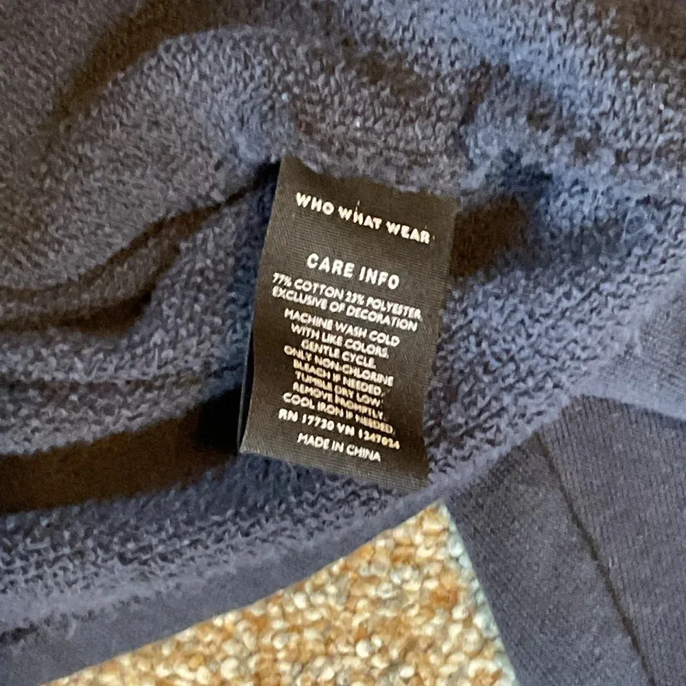 Who What Wear Asymmetrical Sweatshirt Dress Navy Blue with Red Stripe. Size med - Image 9