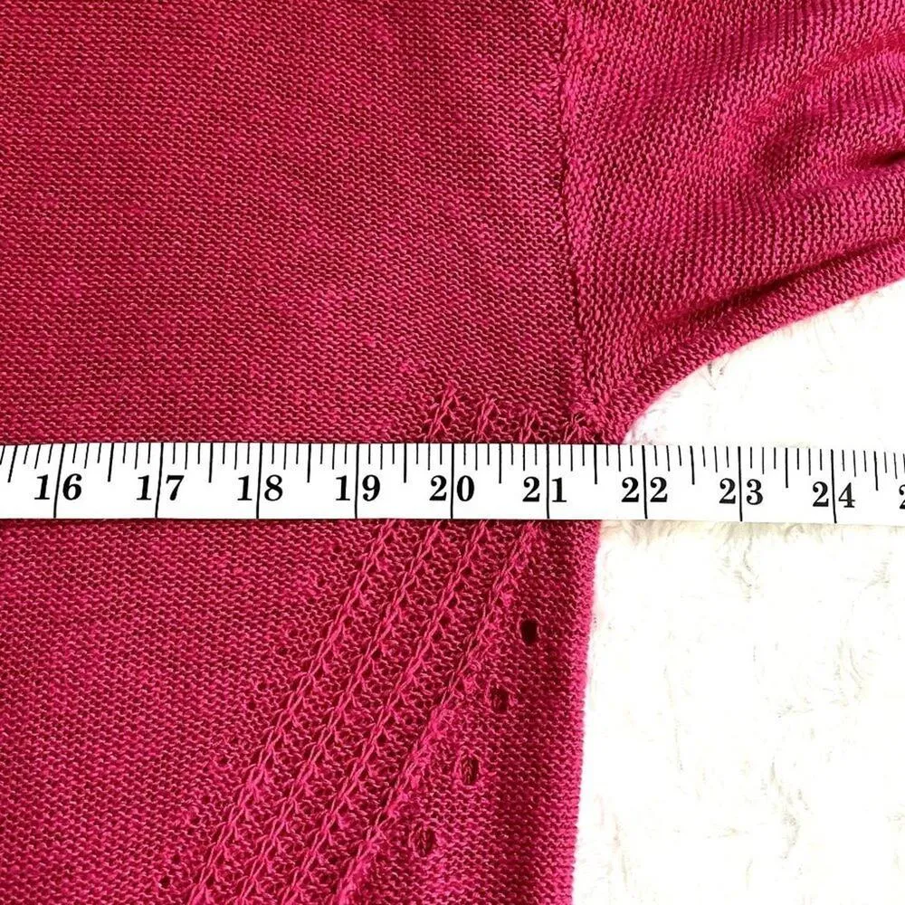 Anthropologie Mayfield Hot Pink Linen Blend Boatneck Boho Slouchy Sweater S - Image 8